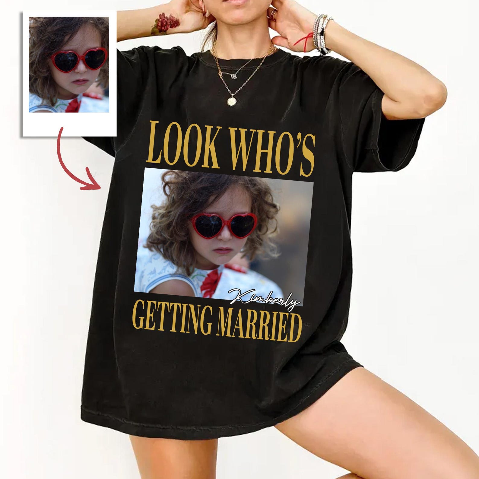 Custom Photo Bachelorette Shirt, Look Who’s Getting Married Bride Tee, Personalized Bridal Party Shirt, Girls Trip Wedding Gift