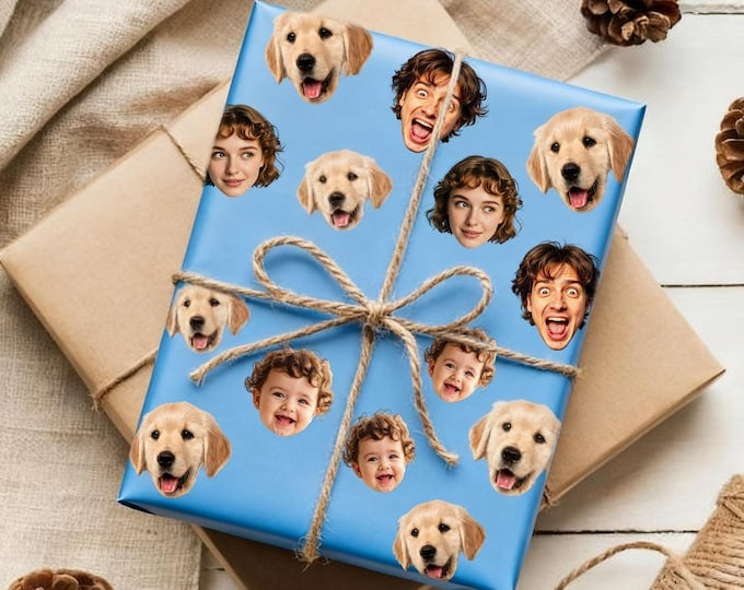 Personalized Face & Text Wrapping Paper | Custom Photo Heads Hilarious Gift Wrap