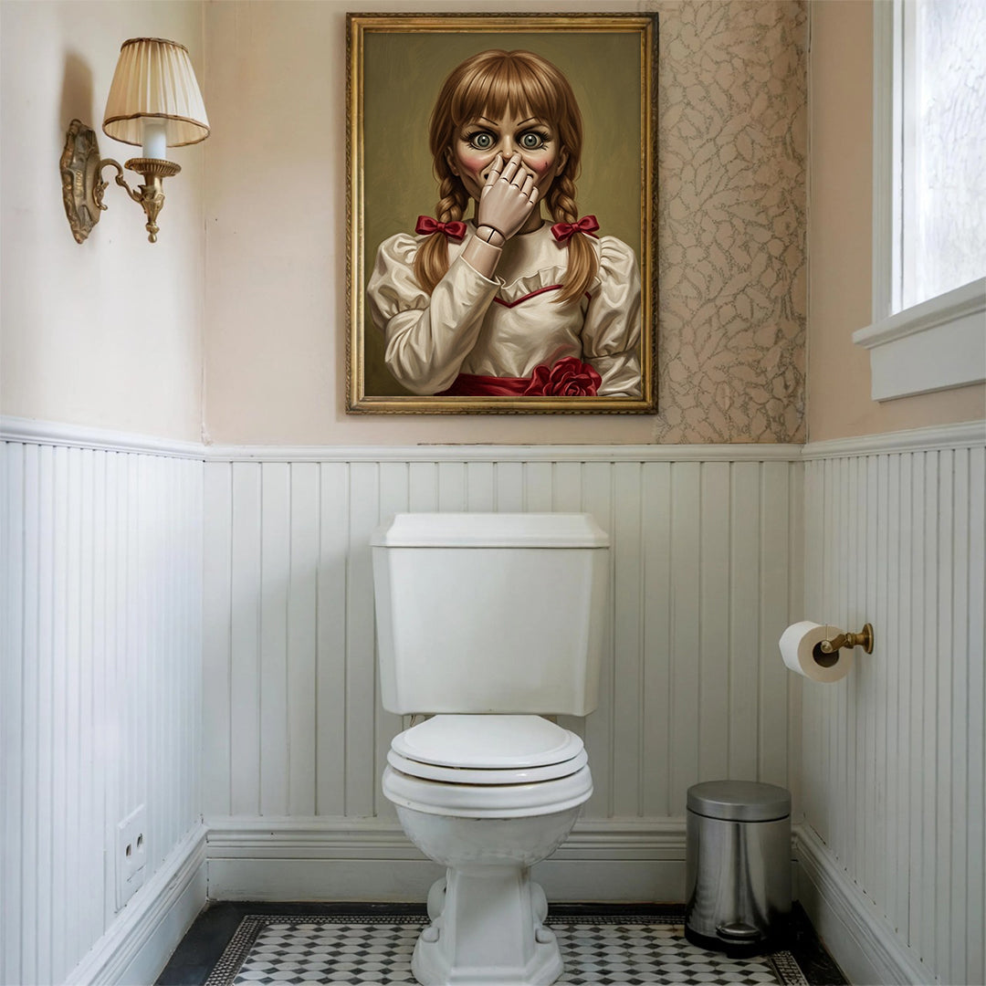 Funny Halloween Characters Bathroom Art Print – Funny Toilet Wall Decor & Unique Gift