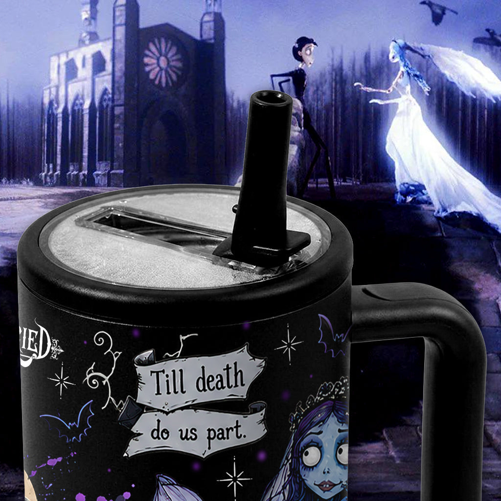 40oz Corpse Bride Tumbler with Handle and Straw – Gothic Halloween Cup – view 4