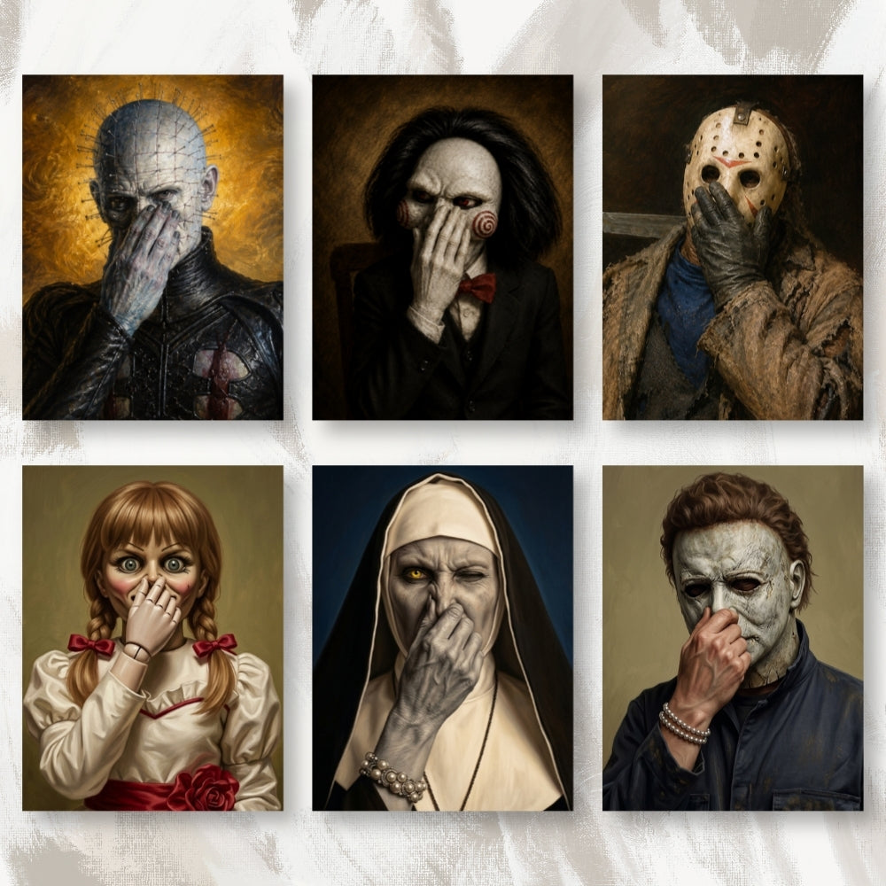 Funny Halloween Characters Bathroom Art Print – Funny Toilet Wall Decor & Unique Gift