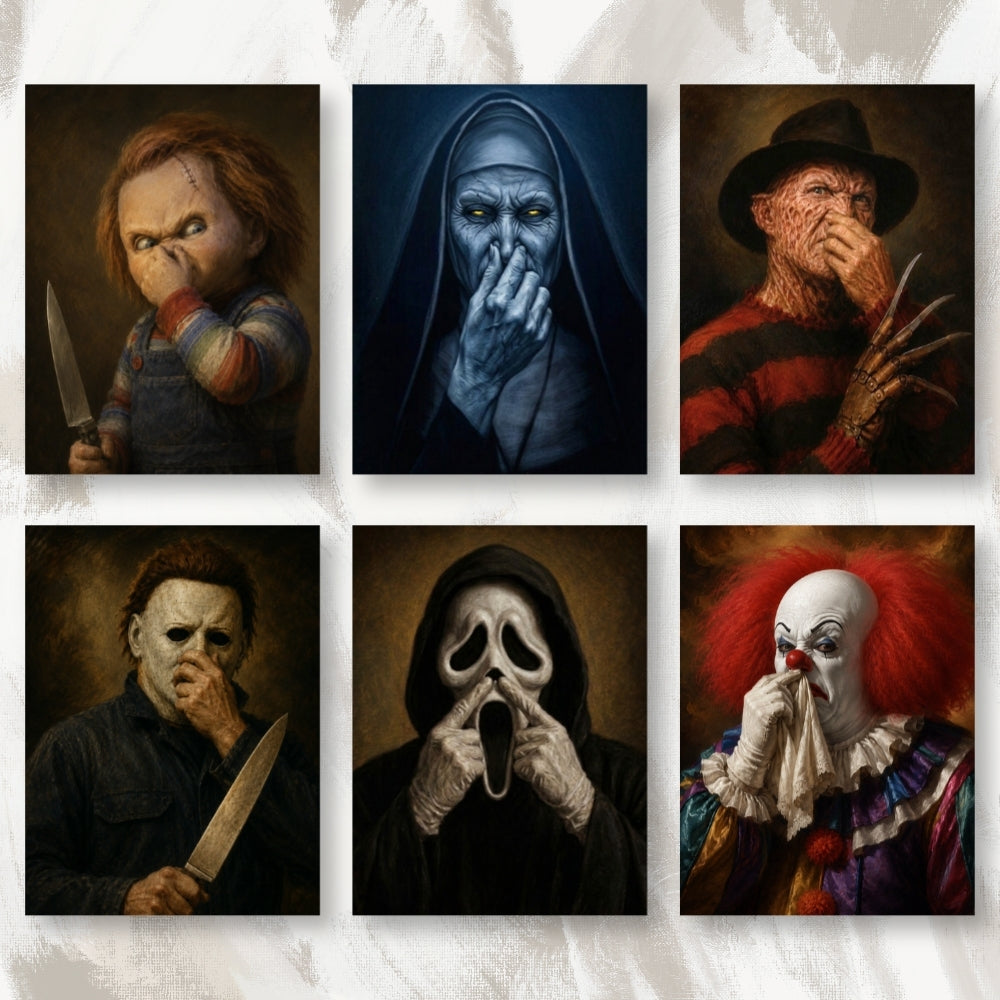 Funny Halloween Characters Bathroom Art Print – Funny Toilet Wall Decor & Unique Gift